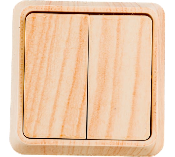 Изображение товара Двухклавишный выключатель IEK ВС20-2-0-ОС, 10А, открытой установки, ОКТАВА, сосна EVO20-K03-10-DC