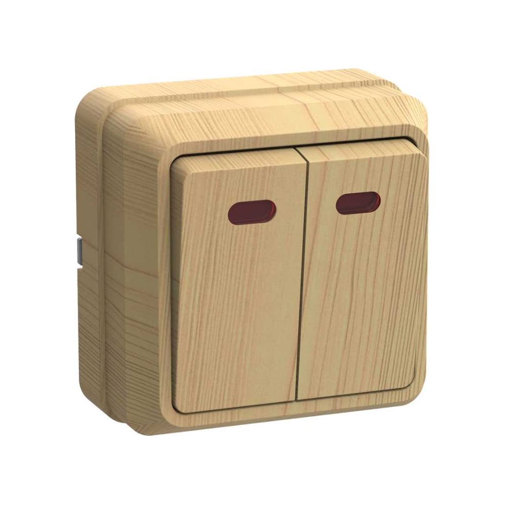 Изображение товара Двухклавишный выключатель IEK ВС20-2-1-ОС с индикацией для освещения