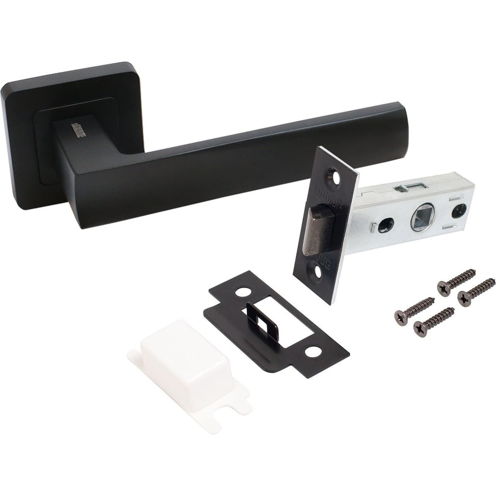 Изображение товара Комплект ручка и защелка Аллюр АРТ КОЛОМБО матовый черный