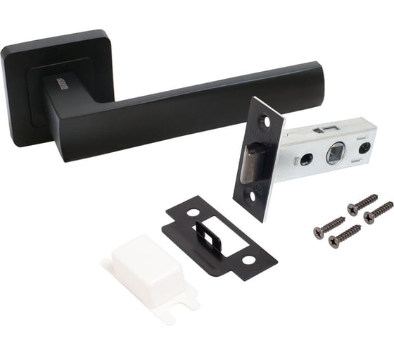 Изображение товара Комплект ручка и защелка Аллюр АРТ "КОЛОМБО" BL+L45-8 BL (23150/S45) матовый черный 15200