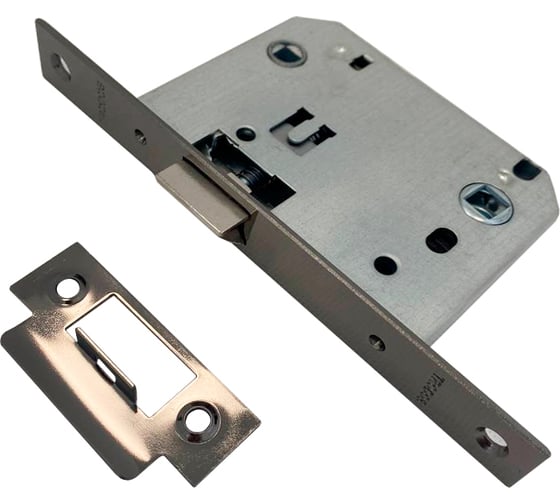 Изображение товара Защелка врезная Trodos PE70 с фиксацией под поворотную ручку с прямоугольной планкой,металл,ч/никель 202139