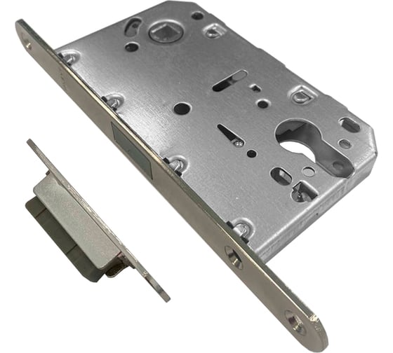 Изображение товара Защелка врезная Trodos SD600ET с фиксацией под цилиндр с овальной планкой, магнит, никель 202145