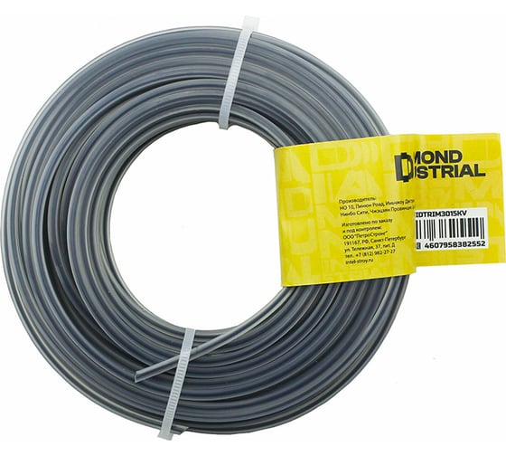 Изображение товара Леска для триммера 3.0 мм, 15 м, квадрат армированная графитовым сердечником Diamond Industrial DIDTRIM3015KV