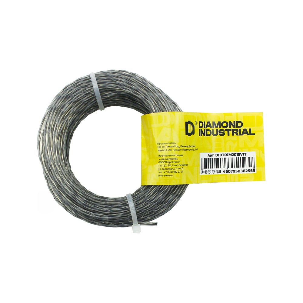 Изображение товара Леска для триммера 2.0 мм 15 м армированная витая графитовый сердечник Diamond