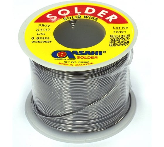 Изображение товара Припой (0.8 мм, 0.25 кг, Sn63/Pb37, без флюса) ASAHI 00-00001191