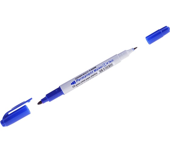 Изображение товара Маркер перманентный двухсторонний Crown "Multi Marker Twin", упаковка из 12 шт., синий, пулевидный, 2 мм/1 мм 117934