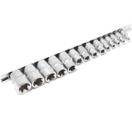 Изображение товара Набор головок Е-профиль 1/4"&3/8"&1/2" на планке 15 предметов Forsage F-4158(9668)