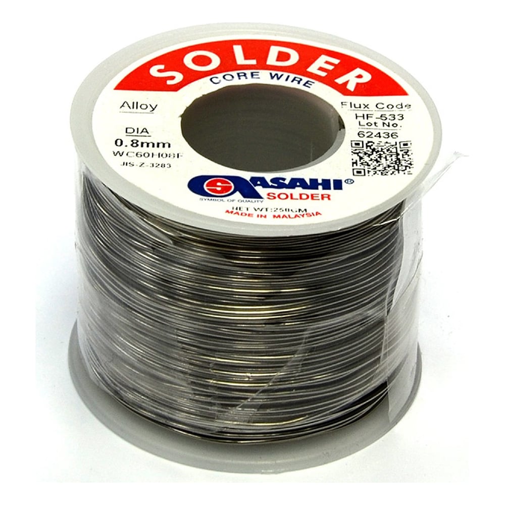 Изображение товара Припой 0.8 мм, 0.25 кг ASAHI HF533 флюс безотм. RMA для пайки металлов