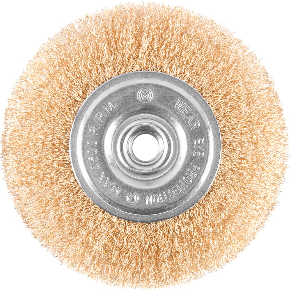 Изображение товара Кордщетка латунная плоская 125 мм MONOGRAM 107-158 для УШМ очистка металла кирпича и камня