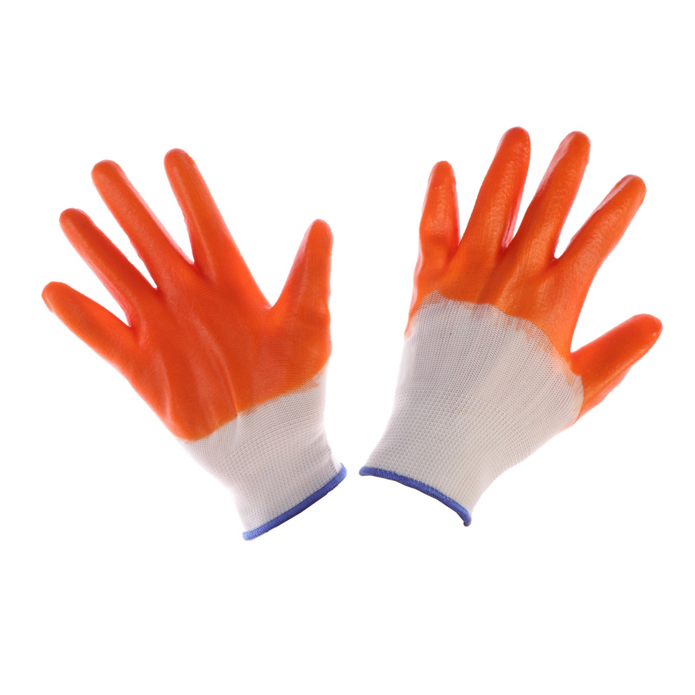 фото Нейлоновые перчатки greengo, с пвх, размер 10, оранжевые 2702517
