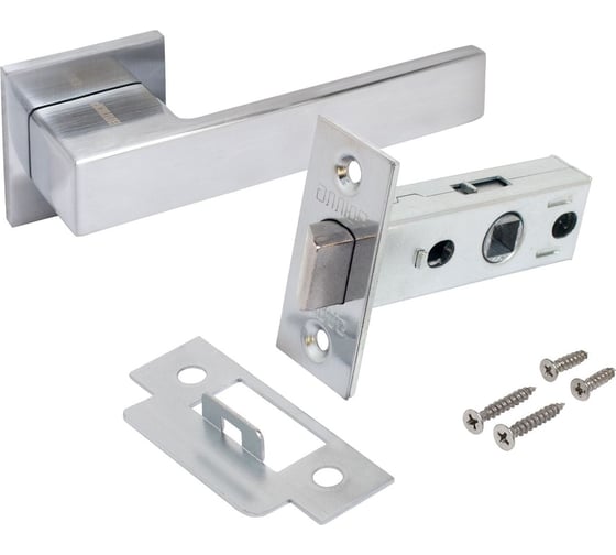 Изображение товара Комплект ручка и защелка Аллюр АРТ "РИНГО" SC+L45-8 SC (8390/S45) матовый хром 15725