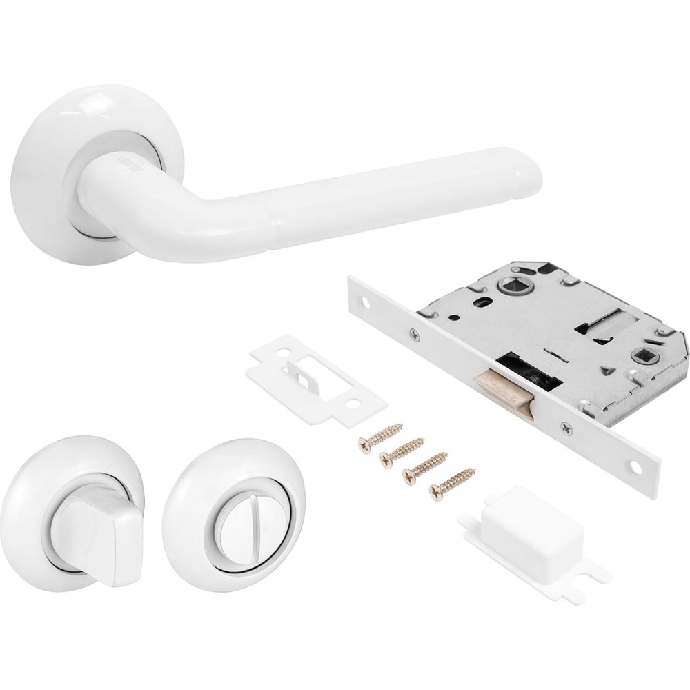 Изображение товара Комплект ручка и защелка для межкомнатных дверей Аллюр АРТ ПОЛО W+L7050S W+BK-R1 W