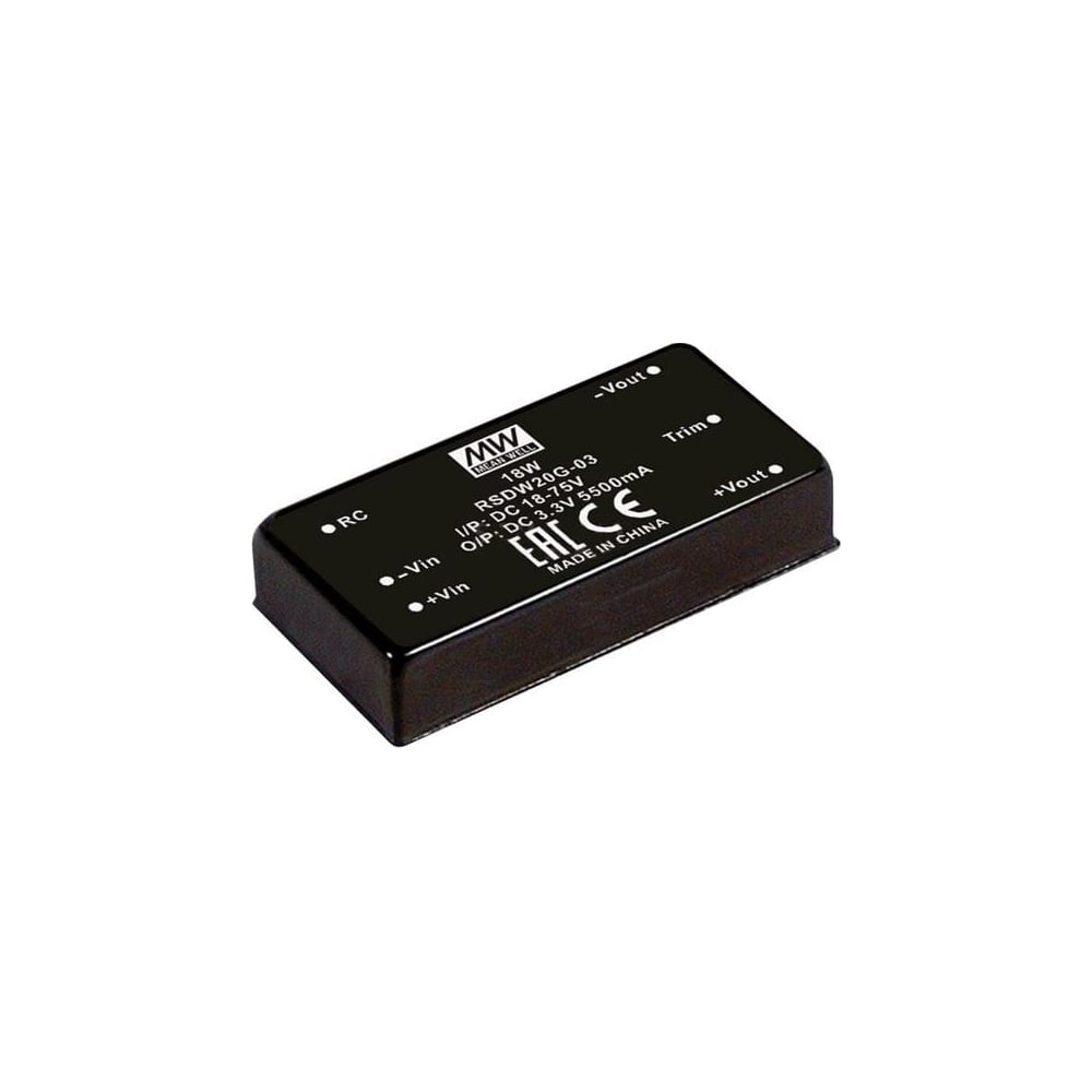 Изображение товара Преобразователь DC-DC Mean Well RSDW20F-12 18-75В 3.3В 5.5А