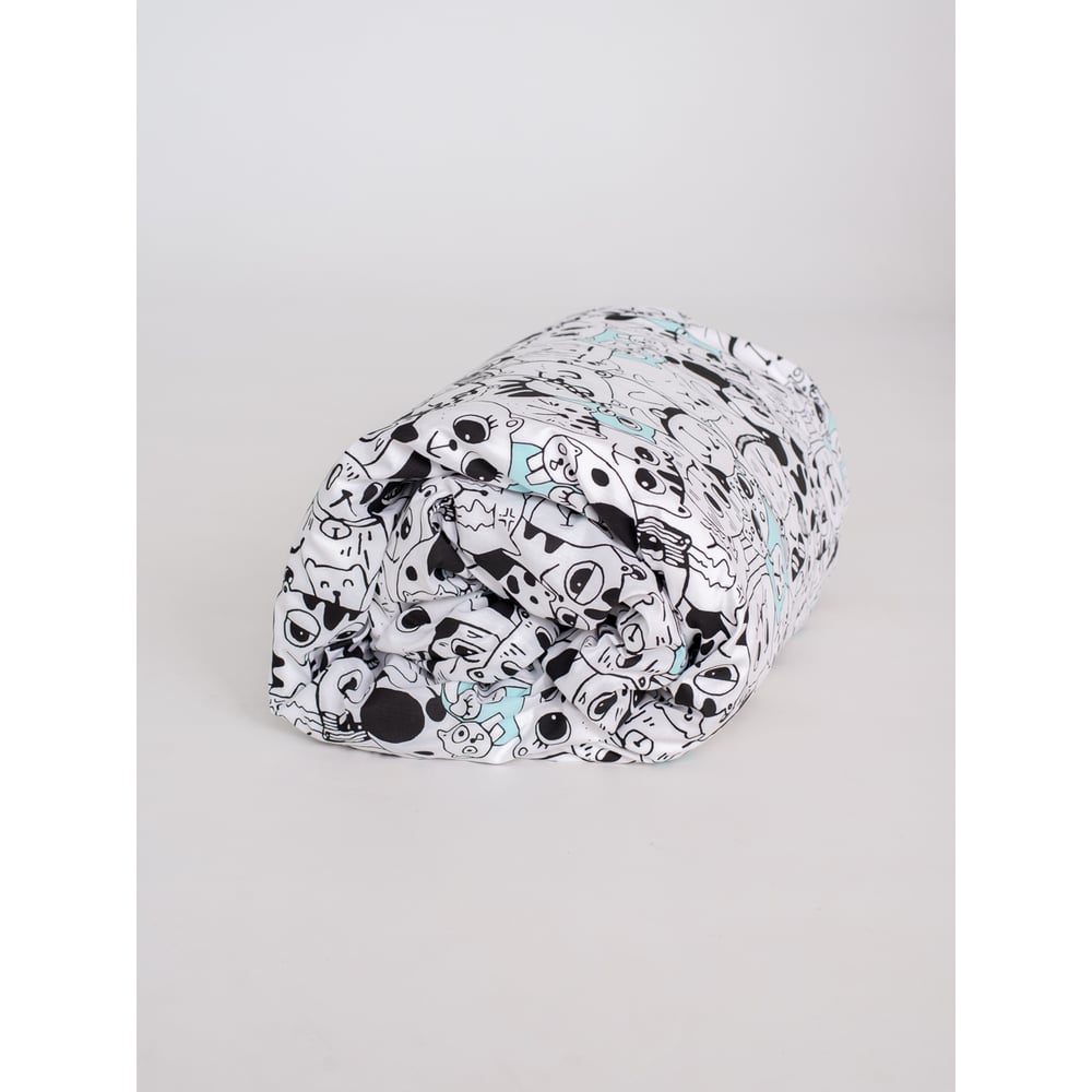 Изображение товара Пододеяльник Русский Дом коты 145x215/150 см поплин голубой белый черный