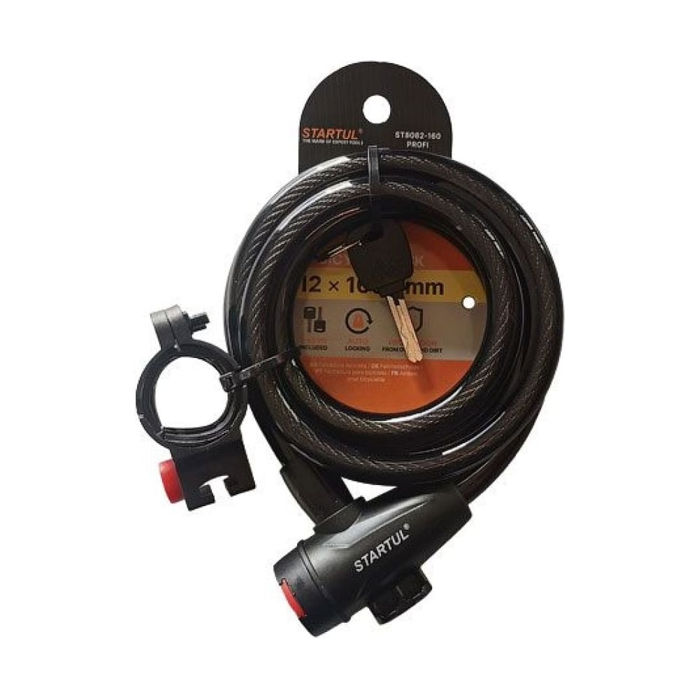 Изображение товара Велосипедный замок STARTUL PROFI ST8082-160 влагозащищенный 12 мм диаметр 1600 мм длина