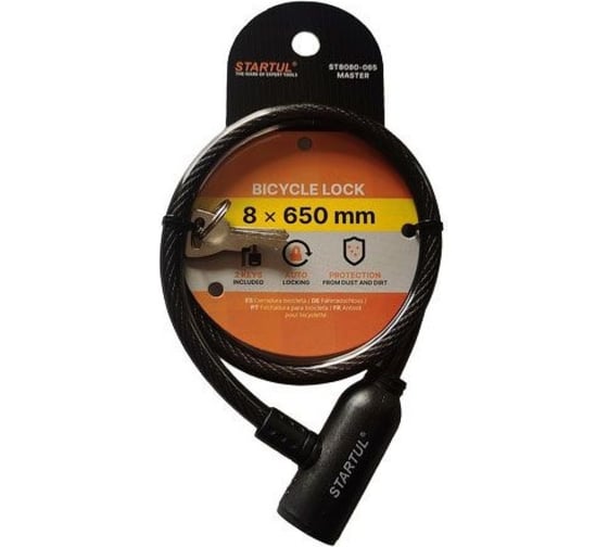 Изображение товара Замок велосипедный STARTUL 8x650 мм MASTER ST8080-065