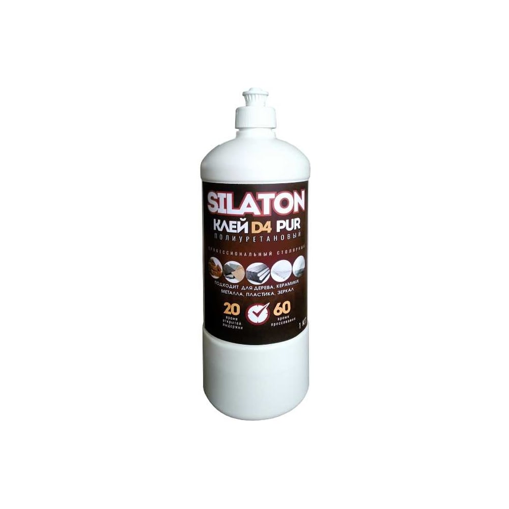 Изображение товара Клей SILATON PUR D4 20.60 для дерева, керамики, металла и стекла, полиуретановый, 1 кг PURD4/1