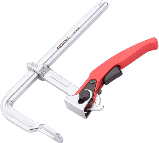 Изображение товара Цельнометаллическая струбцина REKON RF03-160-80 c храповиком 58105