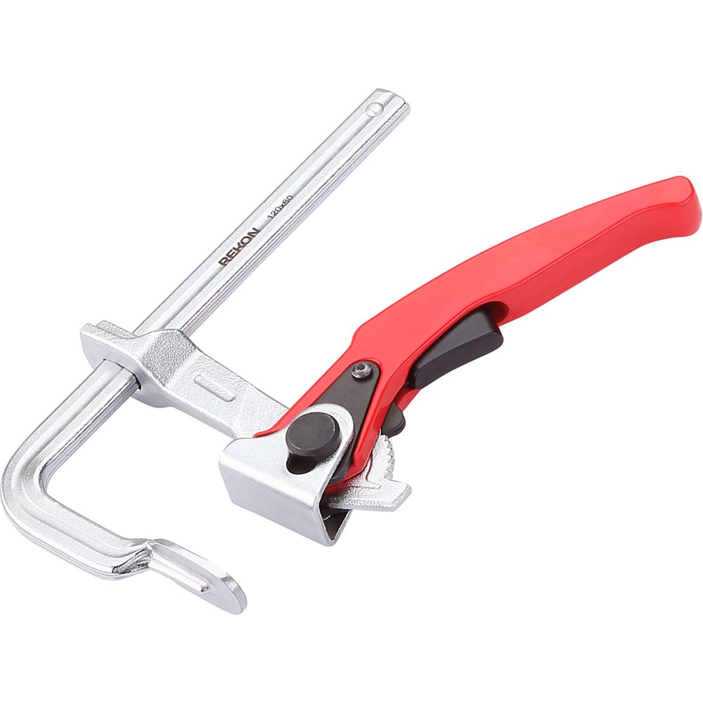 Изображение товара Цельнометаллическая струбцина REKON RF03-120-60 с храповиком для плотных фиксационных работ