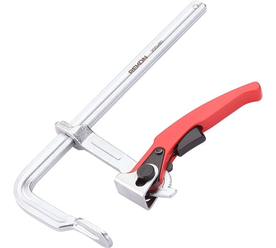 Изображение товара Цельнометаллическая струбцина REKON RF03-200-80 c храповиком 58106