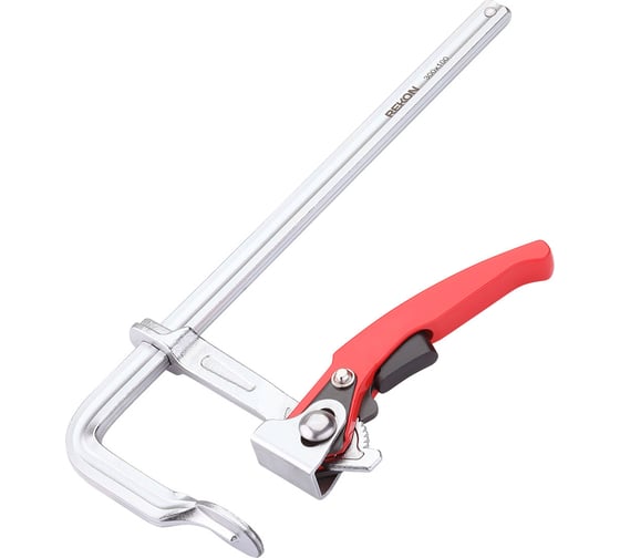 Изображение товара Цельнометаллическая струбцина REKON RF03-300-100 c храповиком 58111