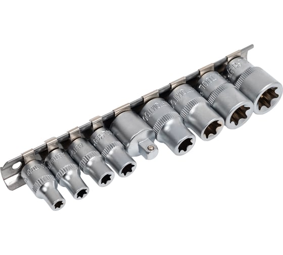 Изображение товара Набор головок TORX РROFFI (9 предметов; Е5-Е16; 1/4"+3/8"; CrV) ABTOMTOOL 5433609