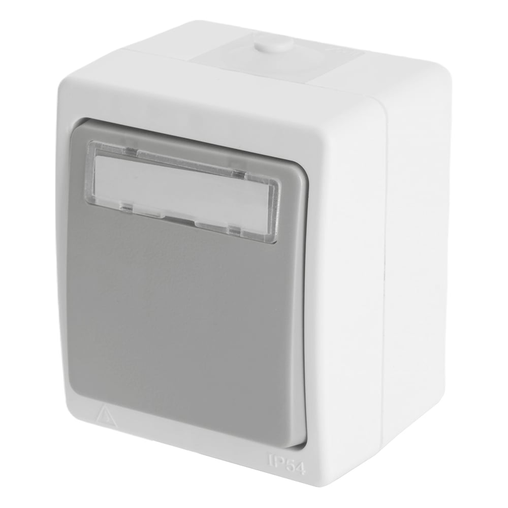 Изображение товара Выключатель одноклавишный серый с окном для маркировки серии Велена 10 А IP54