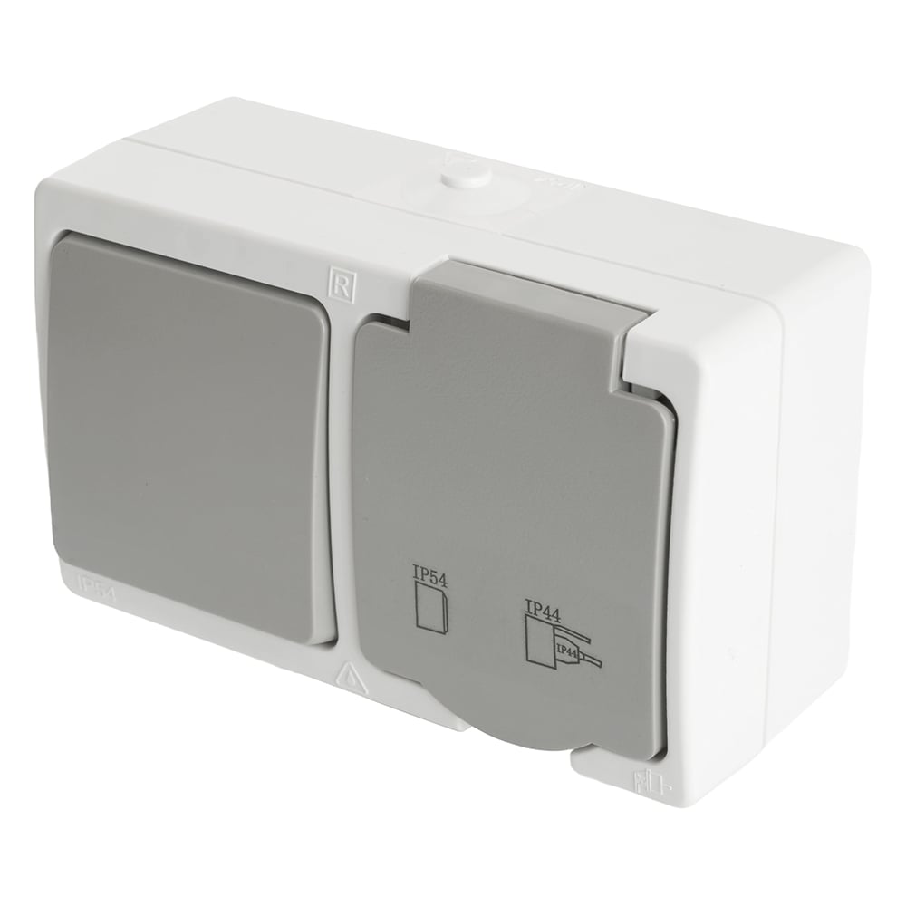 Изображение товара Блок розетка 1-местная с заземлением и выключателем STEKKER 250В 49728