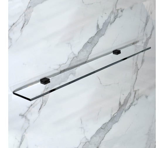 Изображение товара Полка для ванной GuteWetter GWMPGSH 12x60 см, профиль черный матовый, цвет стекла выбеленный, стекло закаленное 10 мм 4698033019326