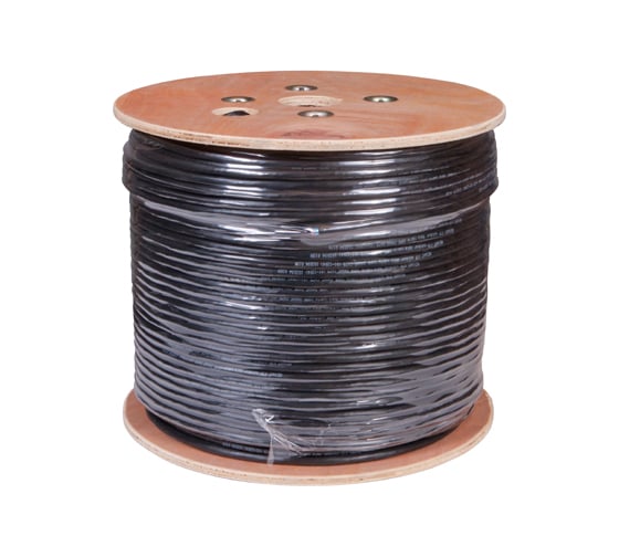 Изображение товара Кабель REXANT витая пара F/UTP, CAT 5е, PE, 10PR, 24AWG, OUTDOOR, SOLID, черный, 305м, РФ 01-1204-R