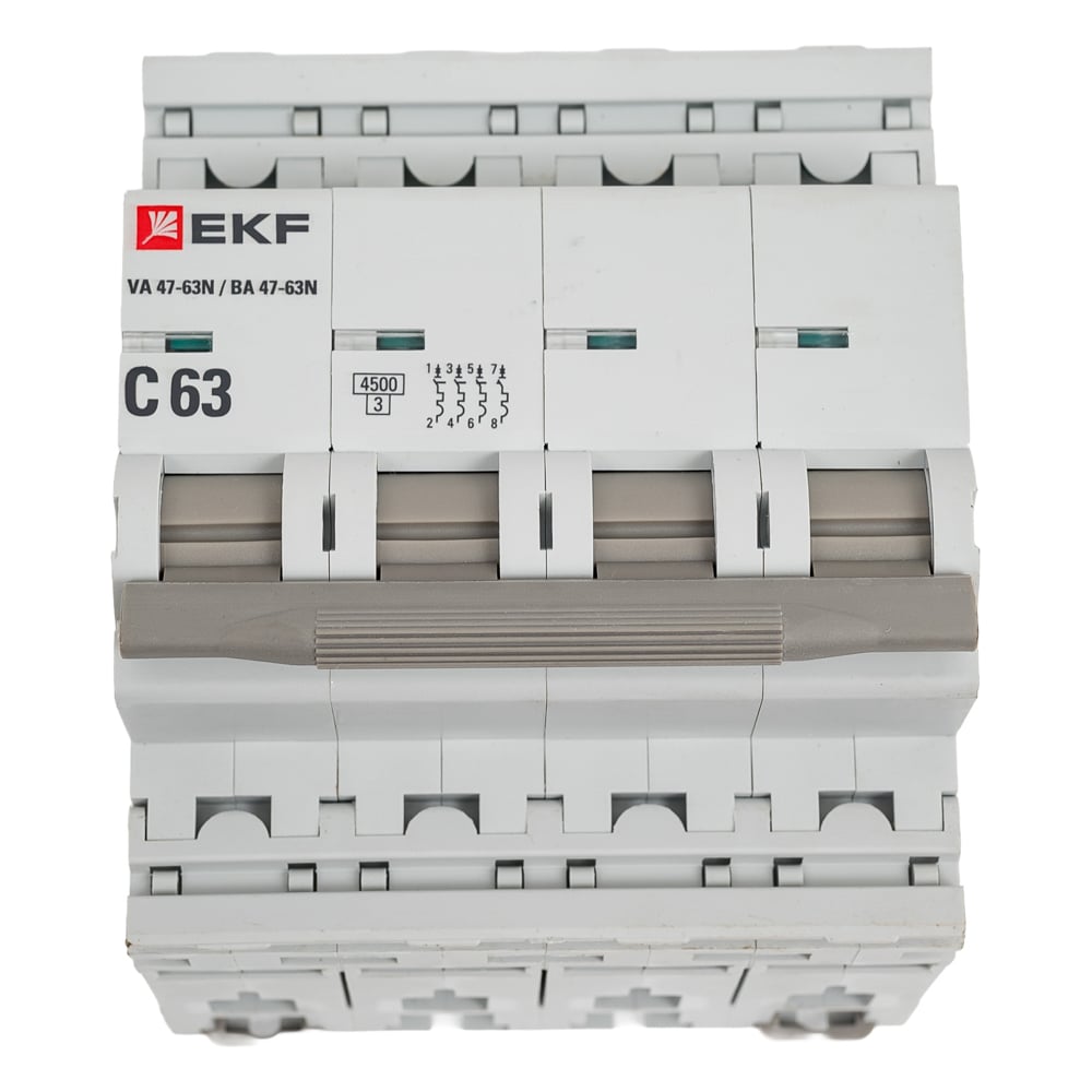 Изображение товара Автоматический выключатель ВА 47-63N 4P 63А IP20 для DIN-рейки EKF PROXIMA