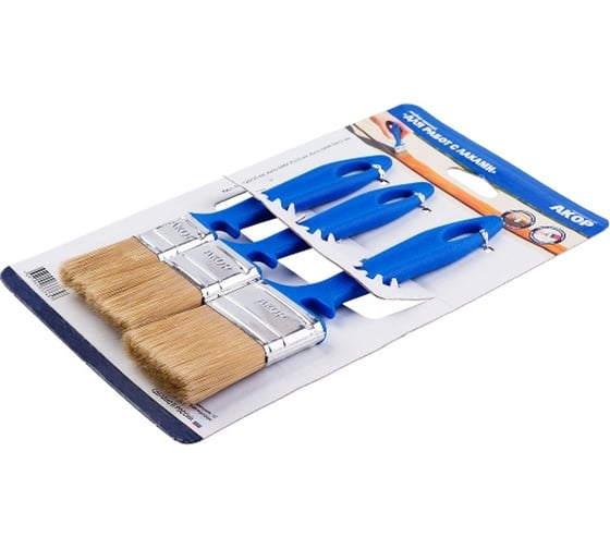 Изображение товара Набор кистей по лаками Акор синтетич.щетина 25х10, 35х10, 50х12мм КЛ 3 шт 4607044337657