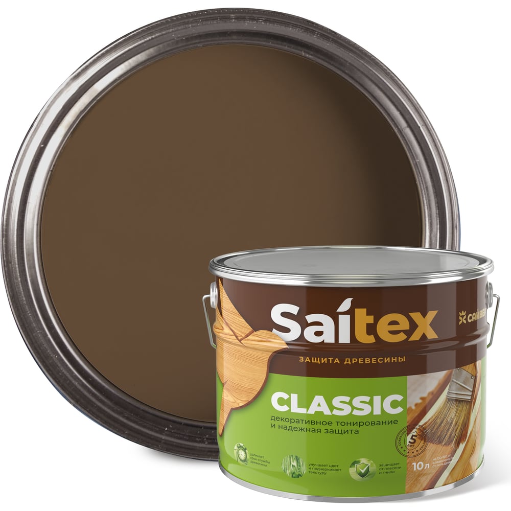 Изображение товара Алкидный антисептик Saitex Classic палисандр 10л защита дерева
