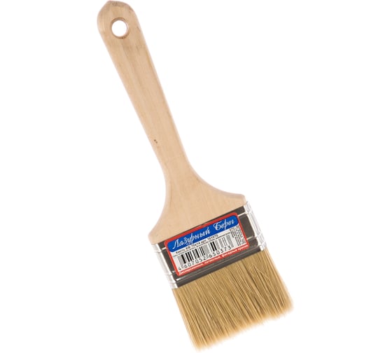 Изображение товара Флейцевая кисть для красок Лазурный берег смешанная щетина, 70х14мм КФ 70*14 деревянная ручка