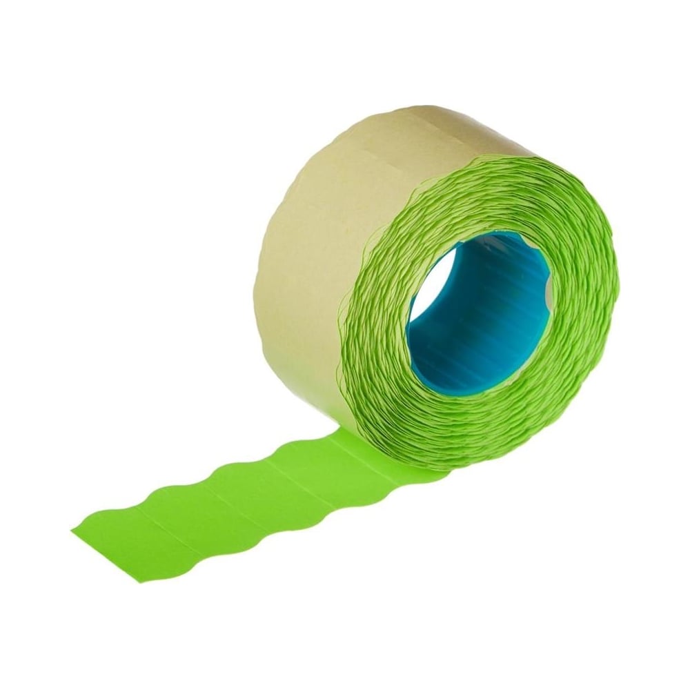 Изображение товара Этикет лента ООО Комус 26x12 зеленая волна, 1000 шт/рулон, 10 рулов