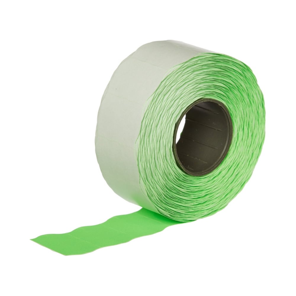 Изображение товара Этикет лента Комус 26x16 зеленая волна 1000 шт. в рулоне