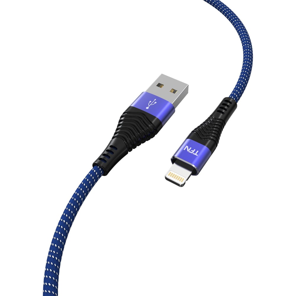 фото Дата-кабель tfn usb-8pin нейлон 1м blue-black -cfzligusb1mbl