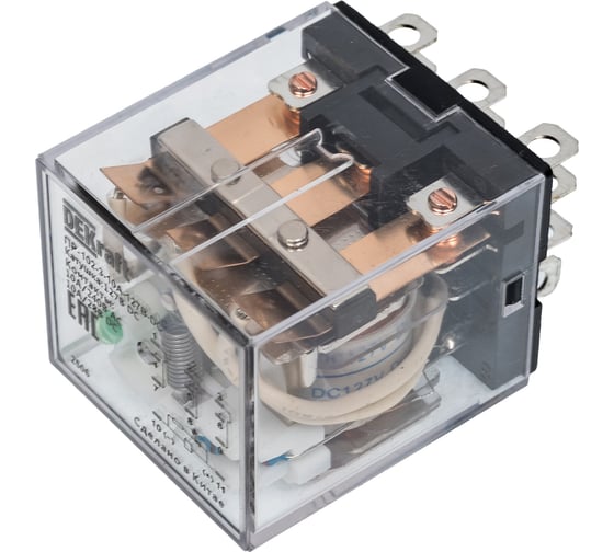 Изображение товара Промежуточное реле DEKraft 3 контакта с LED индикацией 10А 127В DC ПР-102 23925DEK
