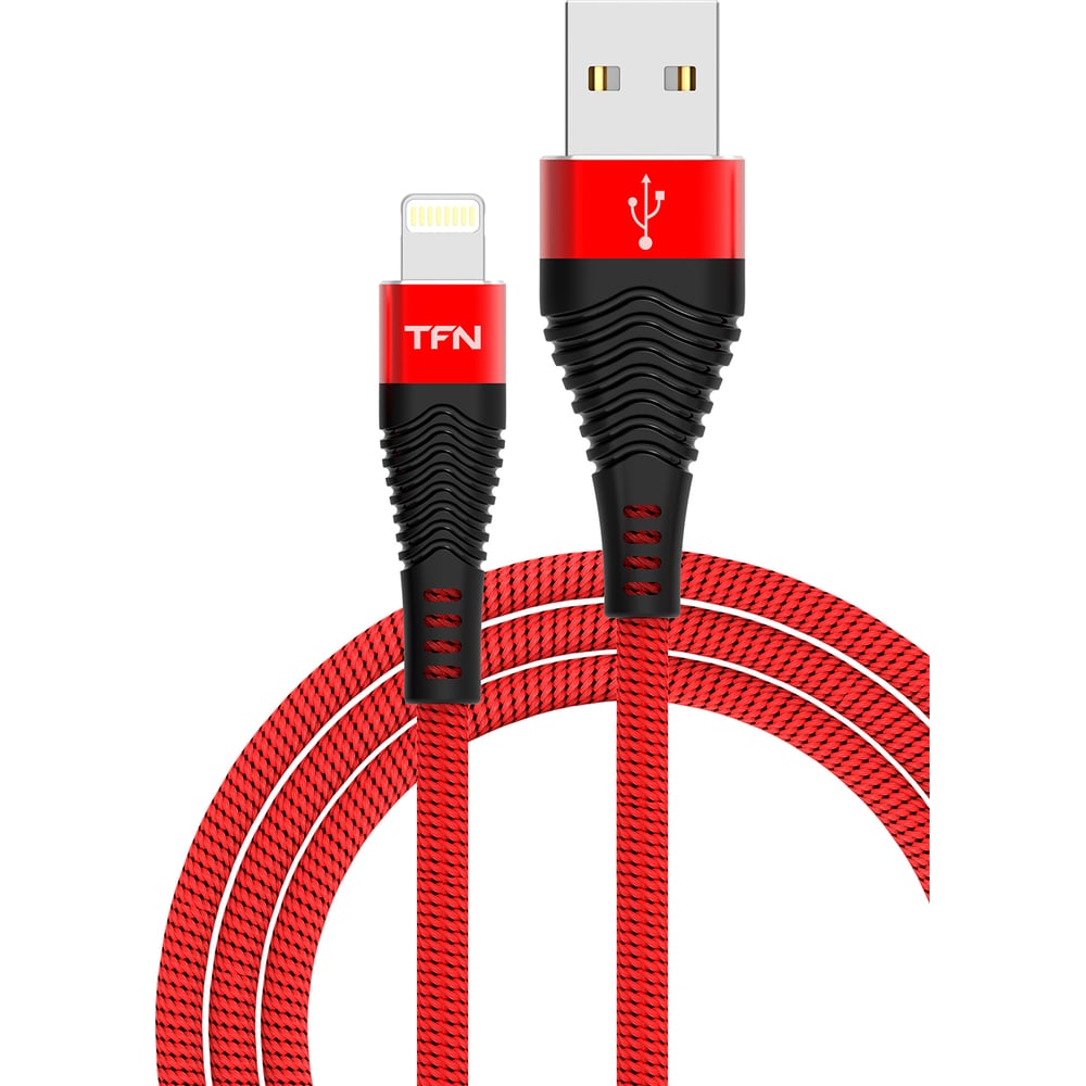 фото Дата-кабель tfn usb-8pin нейлон 1м red-black -cfzligusb1mrd