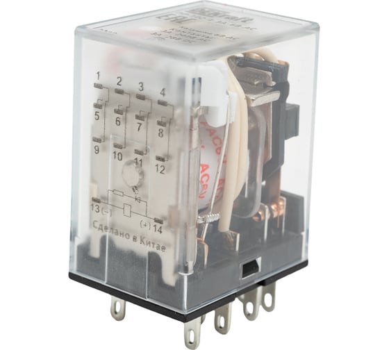 Изображение товара Промежуточное реле DEKraft 4 контакта с LED индикацией 3А 6В AC ПР-102 23816DEK