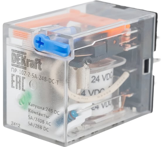 Изображение товара Промежуточное реле DEKraft 4 контакта с LED индикацией 10А 48В DC ПР-102 23939DEK