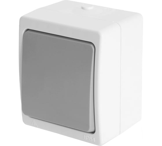 Изображение товара Выключатель 1-клавишный STEKKER 250В, 10А,IP54, серия Велена, белый/серы 49731