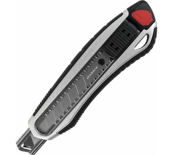 Изображение товара Канцелярский нож BRAUBERG мощный, 18 мм, Heavy duty, автофиксатор, резиновые вставки, металл 237158