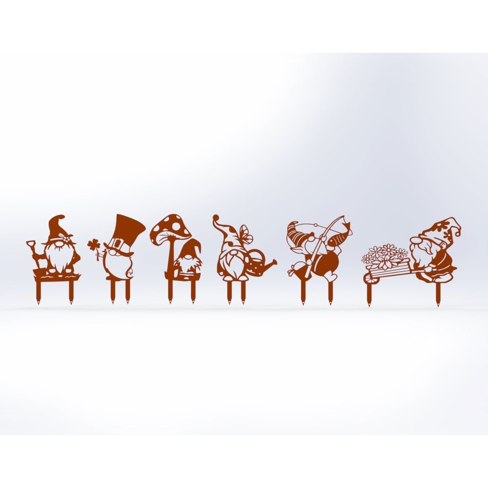 Изображение товара Фигурки садовые металлические ООО Металекс Гномики, 6 шт., оранжевый 115073