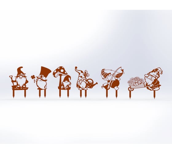 Изображение товара Фигурки садовые металлические ООО Металекс Гномики, 6 шт., оранжевый 115073