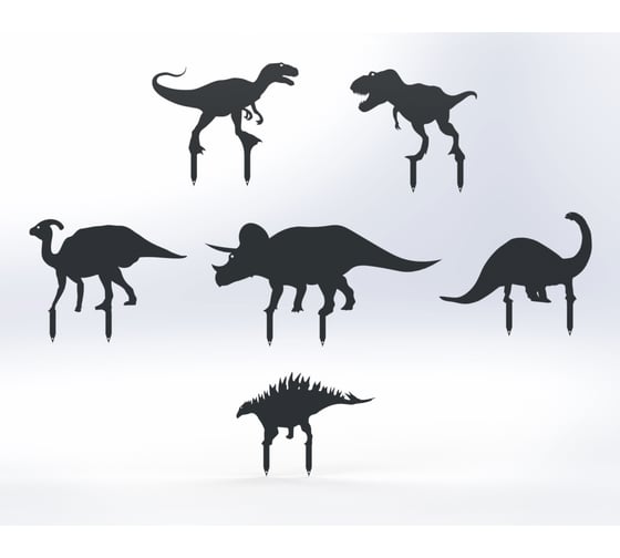 Изображение товара Фигурки садовые металлические ООО Металекс Динозавры 6 шт., серый 115091