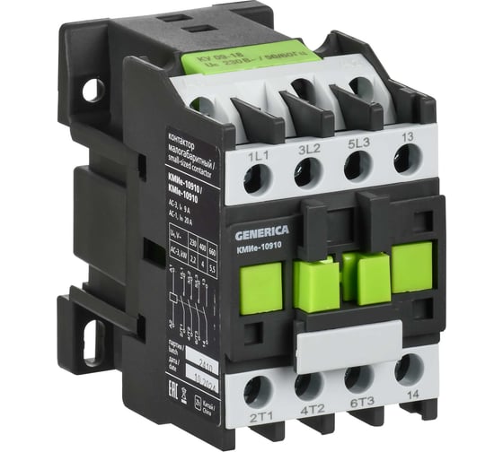 Изображение товара Контактор GENERICA КМИе-10910 9А 230В/АС3 1NO KKME11-009-230-10