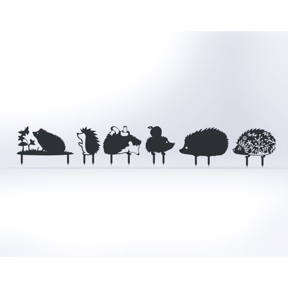 Изображение товара Фигурки садовые металлические Ёжики 6 шт. ООО Металекс серый для украшения сада