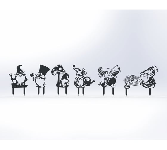 Изображение товара Фигурки садовые металлические ООО Металекс Гномики 6 шт., серый 115064