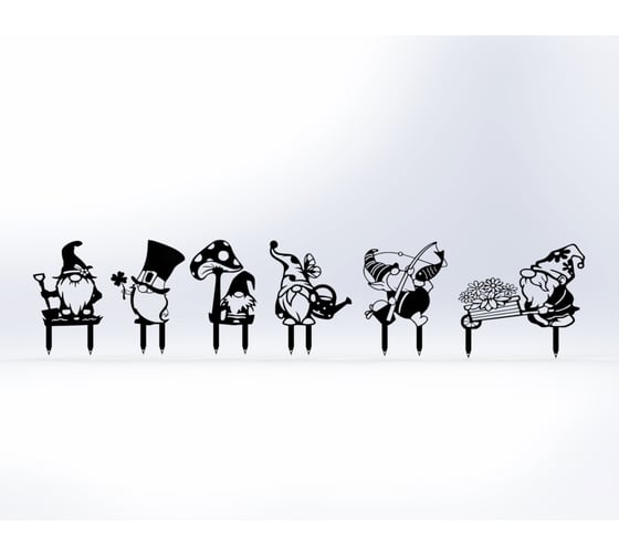 Изображение товара Фигурки садовые металлические ООО Металекс Гномики 6 шт., черный 115055